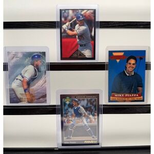 Mike Piazza Dodgers Rookie Card Lot 4pc Fleer Pinnacle Flair Ultra Pro SC639